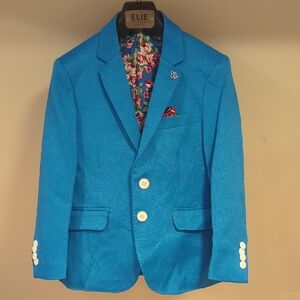 Elie Balleh Boys' Classic Blazer Slim Fit - Large 6/7 Bright / Royal Blue